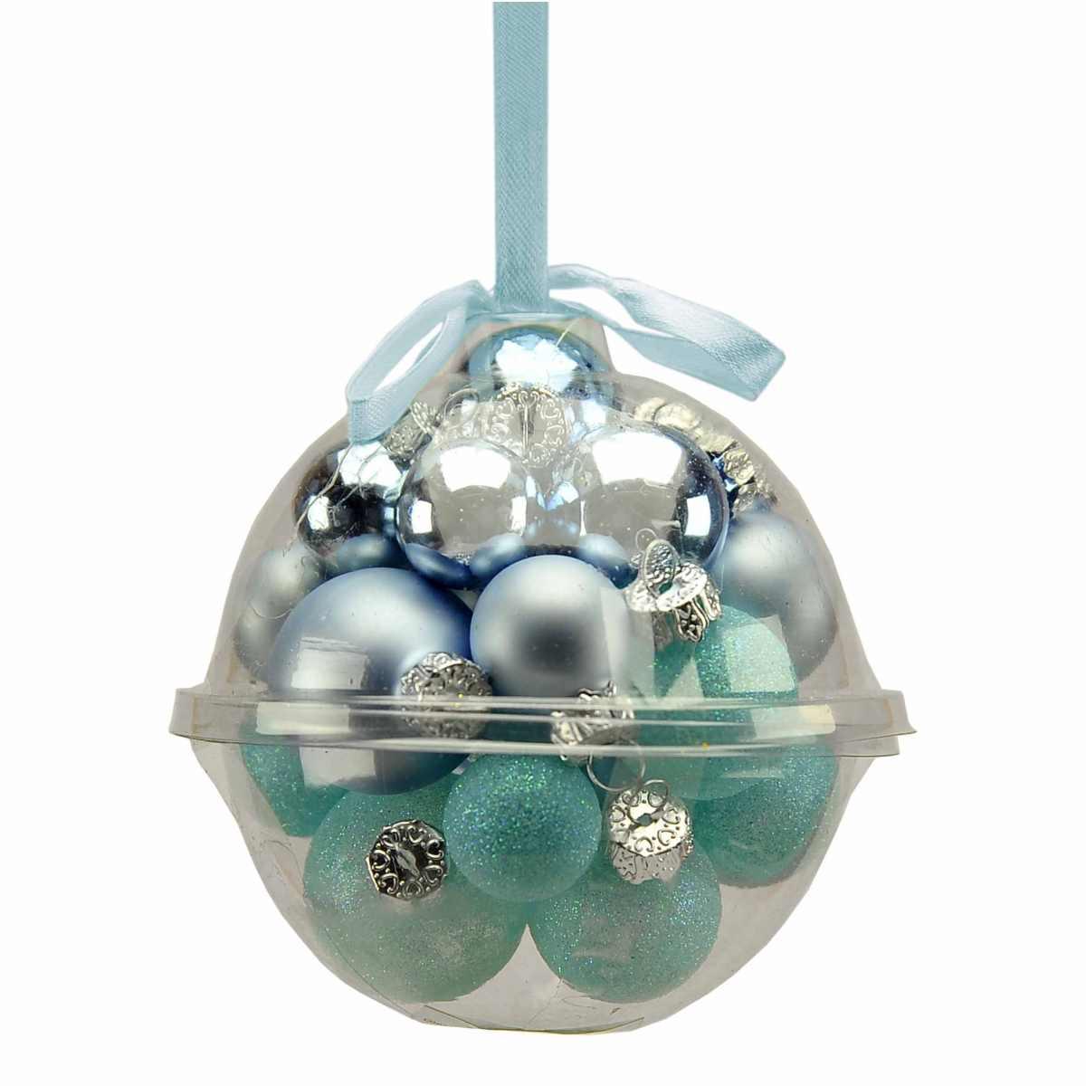 Palline Natale Vetro cm.Ø2/2,5/3 Azzurre Set pz.15 |Inge's Glass