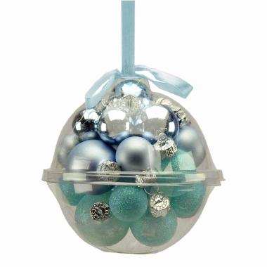 Palline Natale Vetro cm.Ø2/2,5/3 Azzurre Set pz.15 |Inge's Glass