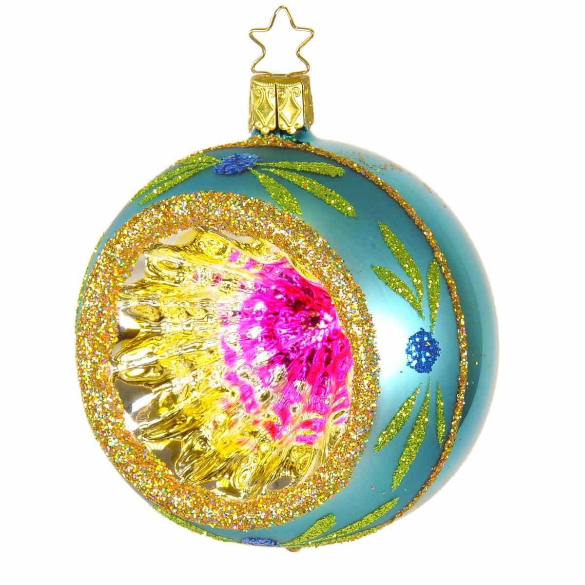 Pallina Natale Vetro Collezione cm.Ø8 Azzurra/Multi |Inge's Glass