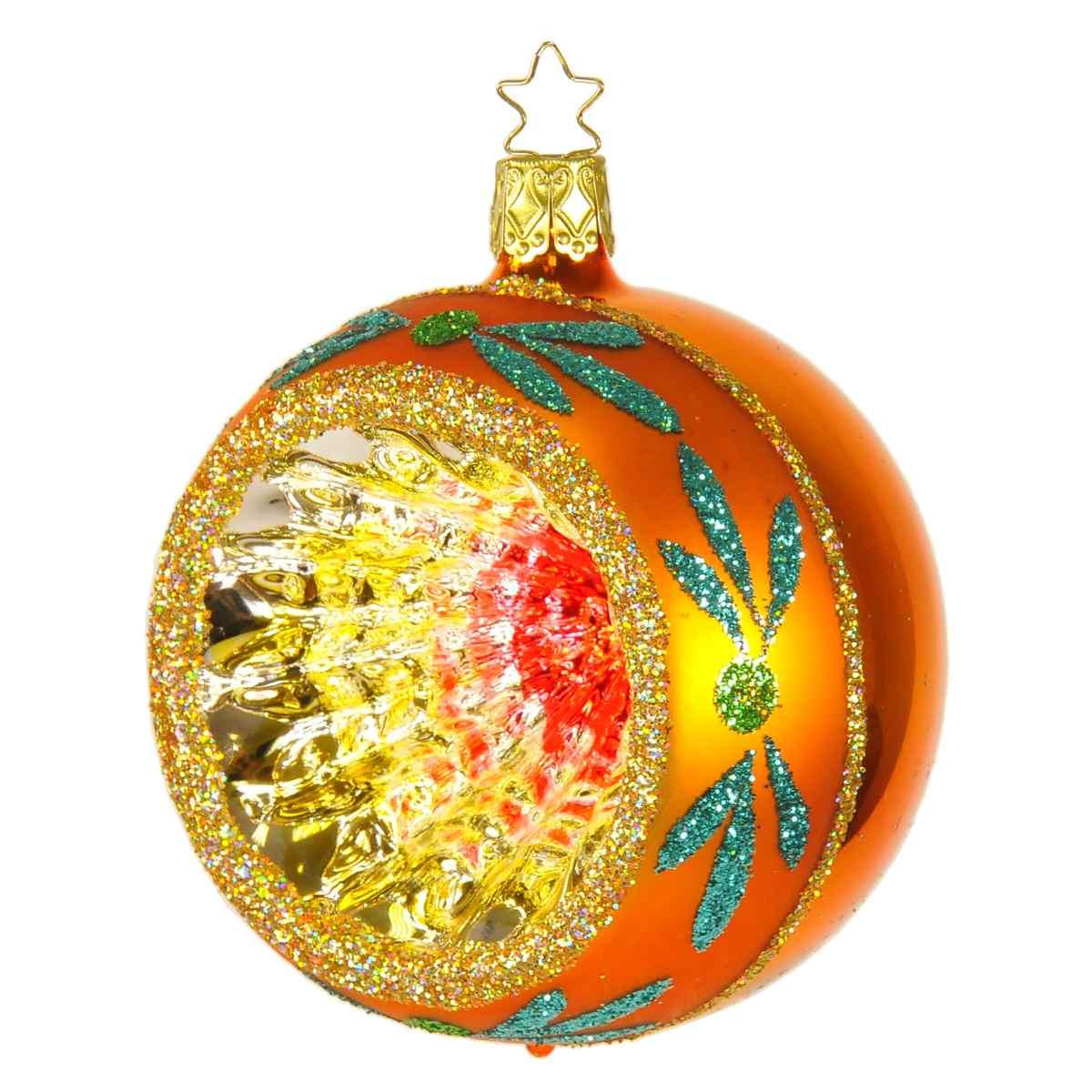 Pallina Natale Vetro Collezione cm.Ø8 Arancione/Multi |Inge's Glass