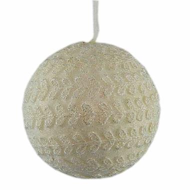 Pallina Natale cm.Ø9 Bianca con Pizzo |Inge's Glass