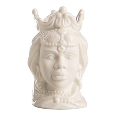Vaso Porcellana Testa Moro Regina Bianco c10 | Montemaggi