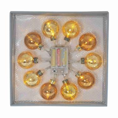 Pallina Natale cm.Ø6 Luci int. LED Bronzo Set pz.p10 Batteria |Inge's Glass