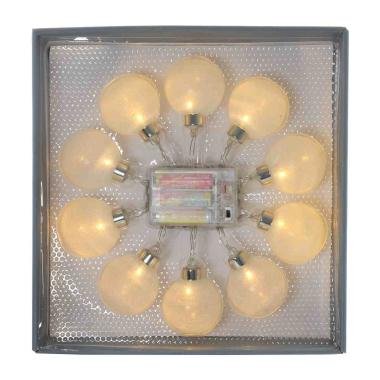 Pallina Natale cm.Ø6 Luci int. LED Bianco Set pz.10 Batteria |Inge's Glass
