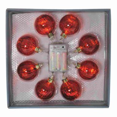Pallina Natale cm.Ø6 Luci int. LED Rosse Set pz.pz.8 Batteria |Inge's Glass