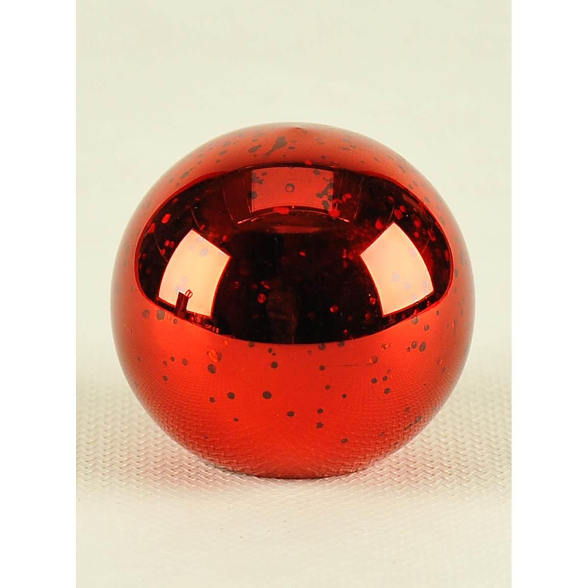 Pallina Natale Vetro cm.Ø8 Rosse con Luce LED Batteria |Inge's Glass