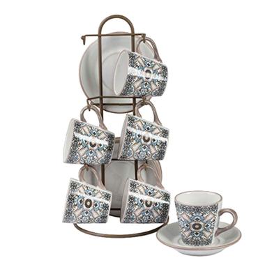 Tazzine Caffè Set pz.6 Porcellana Noto Stoneware con Supporto | Montemaggi