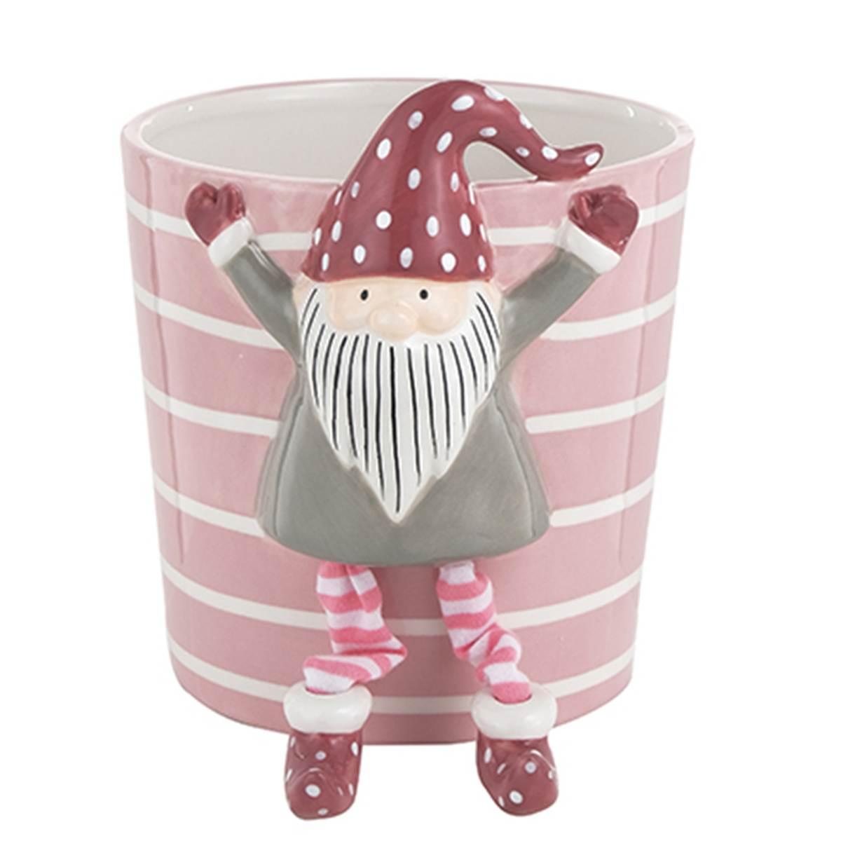 Vaso Natale Ceramica Babbo Natale con Gambe cm.Ø15 |Montemaggi