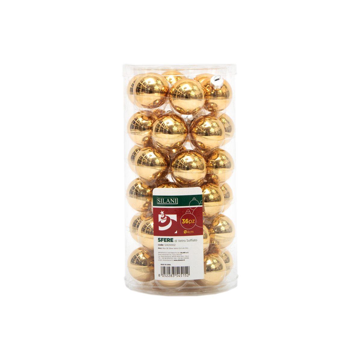 Pallina Natale Vetro cm.Ø4 Oro Lucido Set pz.36 |Silani