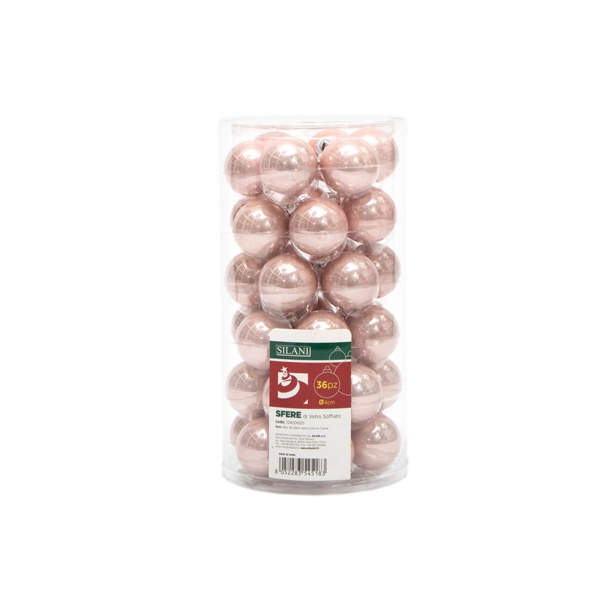 Pallina Natale Vetro cm.Ø4 Rosa Cipria Set pz.36 |Silani