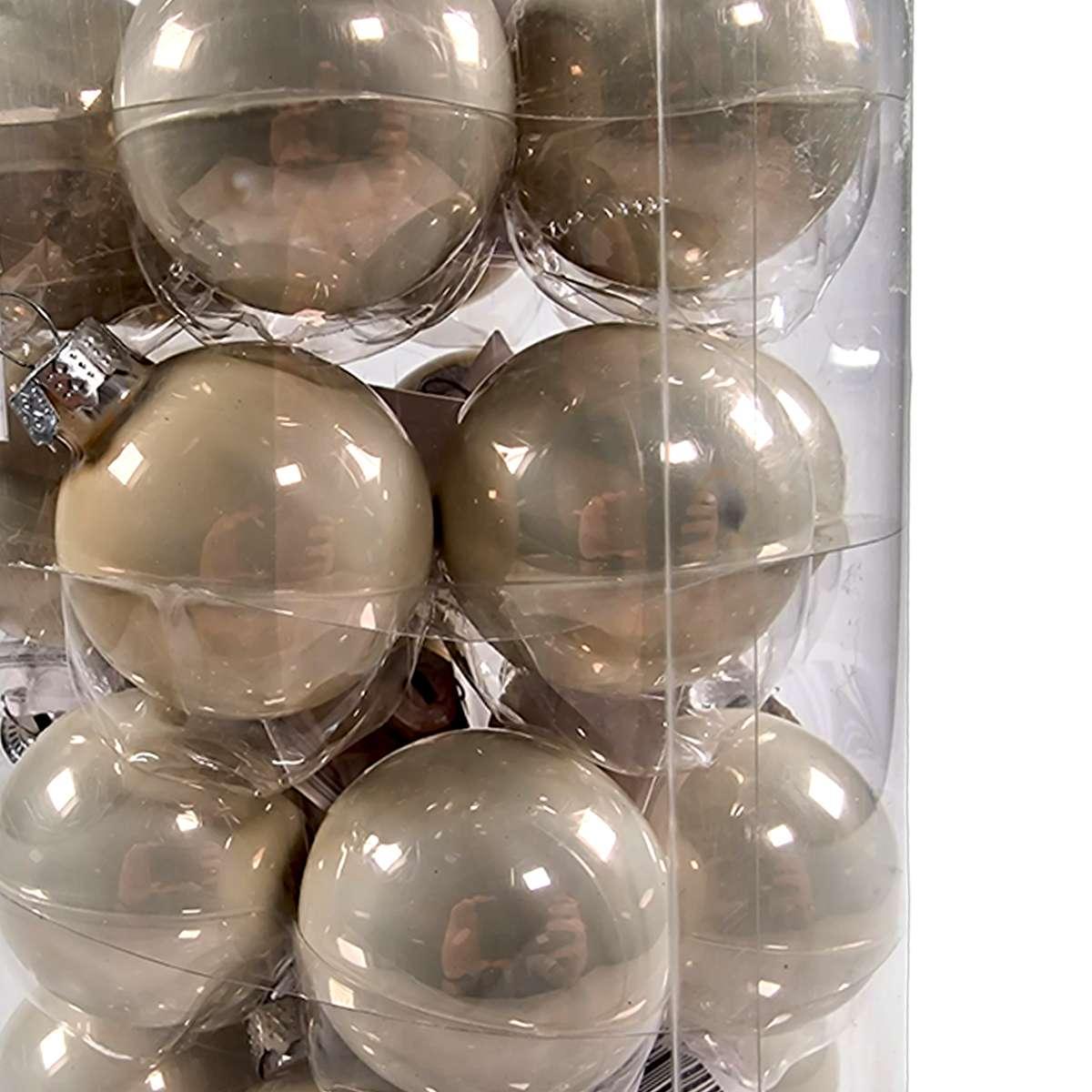 Pallina Natale Vetro cm.Ø4 Bianco Perla Set pz.36 |Silani
