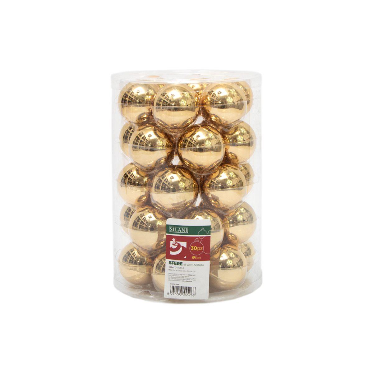 Pallina Natale Vetro cm.Ø6 Oro Lucide Set pz.30 |Silani
