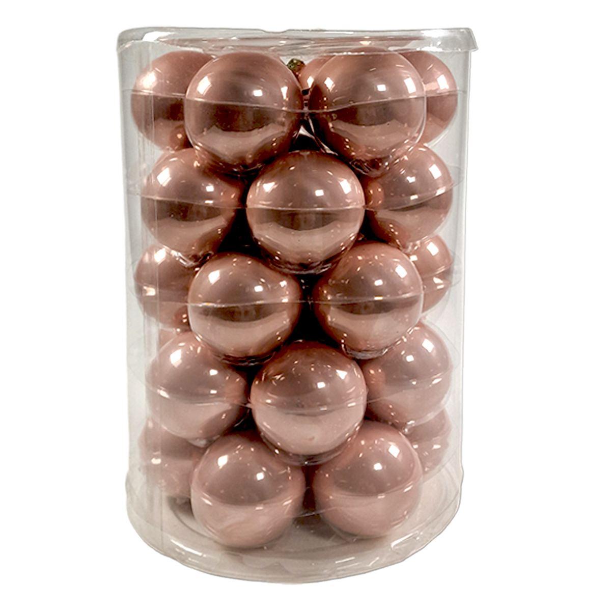 Pallina Natale Vetro cm.Ø6 Rosa Cipria Lucide Set pz.30 |Silani