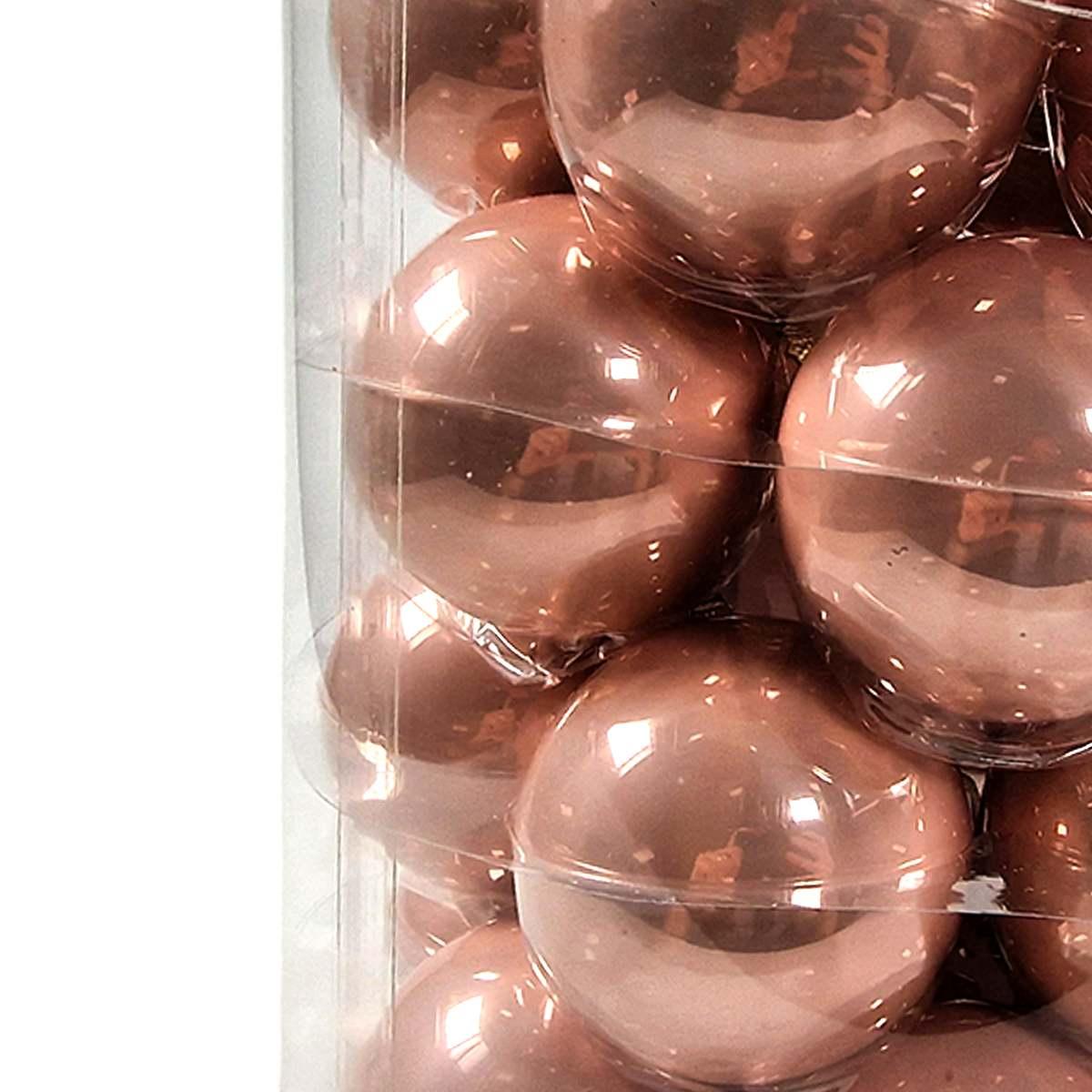 Pallina Natale Vetro cm.Ø6 Rosa Cipria Lucide Set pz.30 |Silani