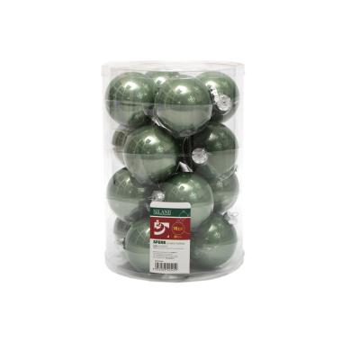 Pallina Natale Vetro cm.Ø6 Verde Oliva Lucido Set pz.30 |Silani