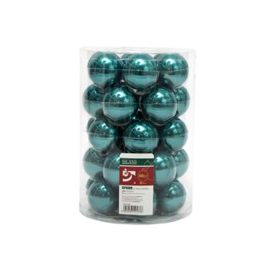 Pallina Natale Vetro cm.Ø6 Blu Petrolio Lucide Set pz.30 |Silani