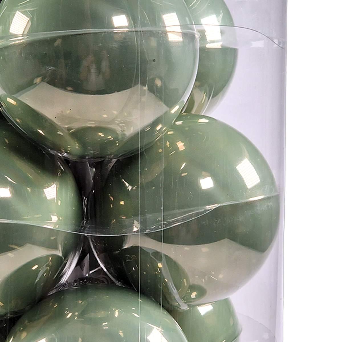 Pallina Natale Vetro cm.Ø10 Verde Oliva Lucido Set pz.12 |Silani