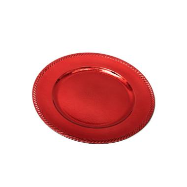 Piatto Tavola PVC Natale Rosso Lucido con Bordo cm.Ø33 |Silani
