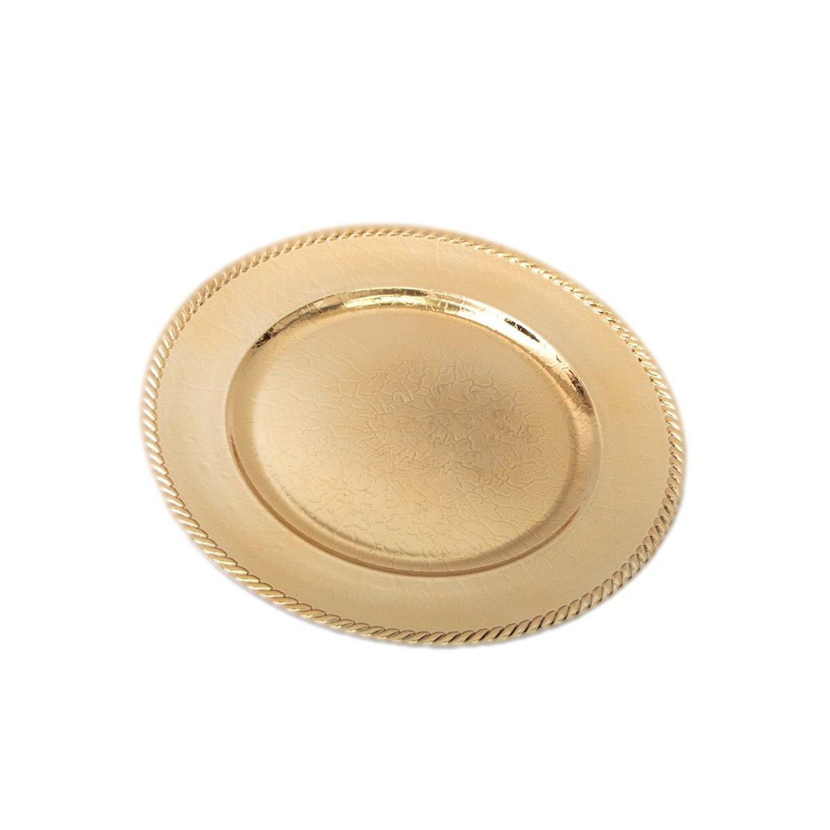 Piatto Tavola PVC Natale Oro Lucido con Bordo cm.Ø33 |Silani