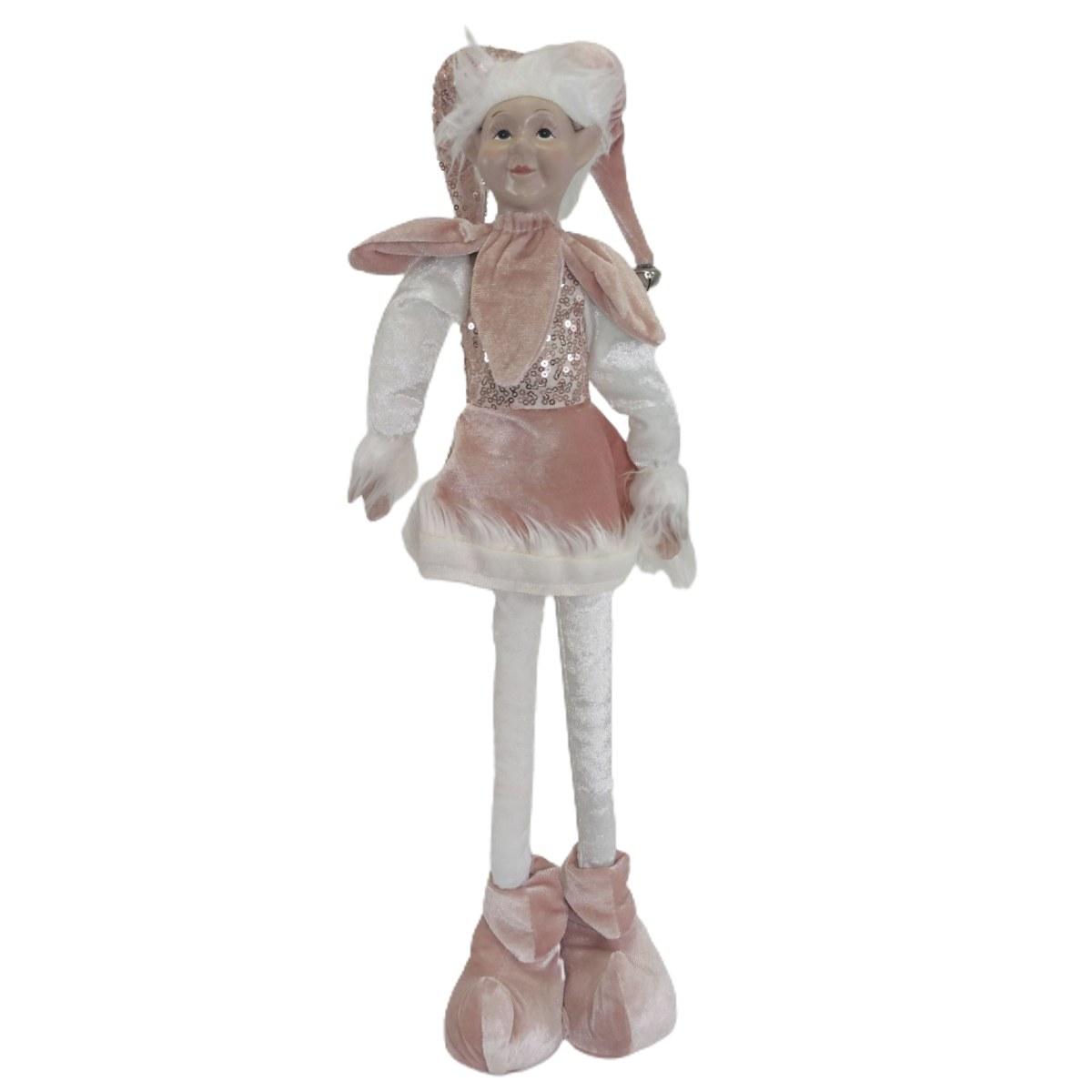 Elfo Giullare in Tessuto Bambina Rosa cm.65 |Silani