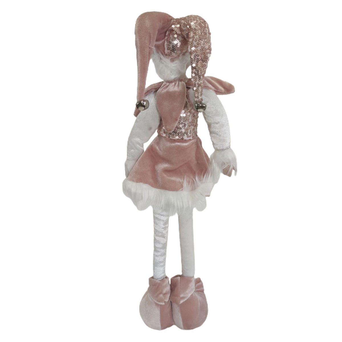 Elfo Giullare in Tessuto Bambina Rosa cm.65 |Silani