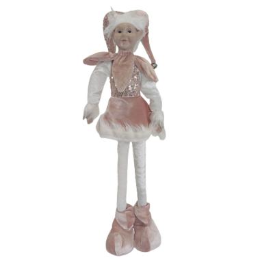 Elfo Giullare in Tessuto Bambina Rosa cm.65 |Silani