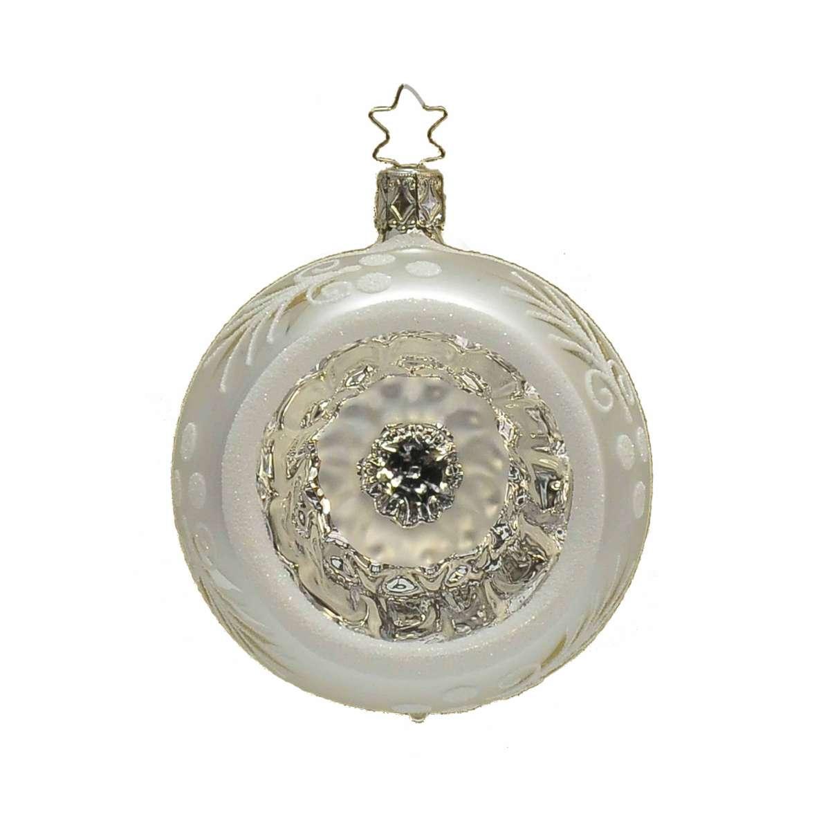 Pallina Natale Vetro Collezione cm.Ø8 Argento e bianco |Inge's Glass