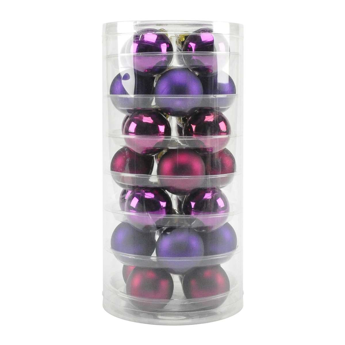 Pallina Natale Vetro cm.Ø4,5 Viola Set pz.28 |Inge's Glass