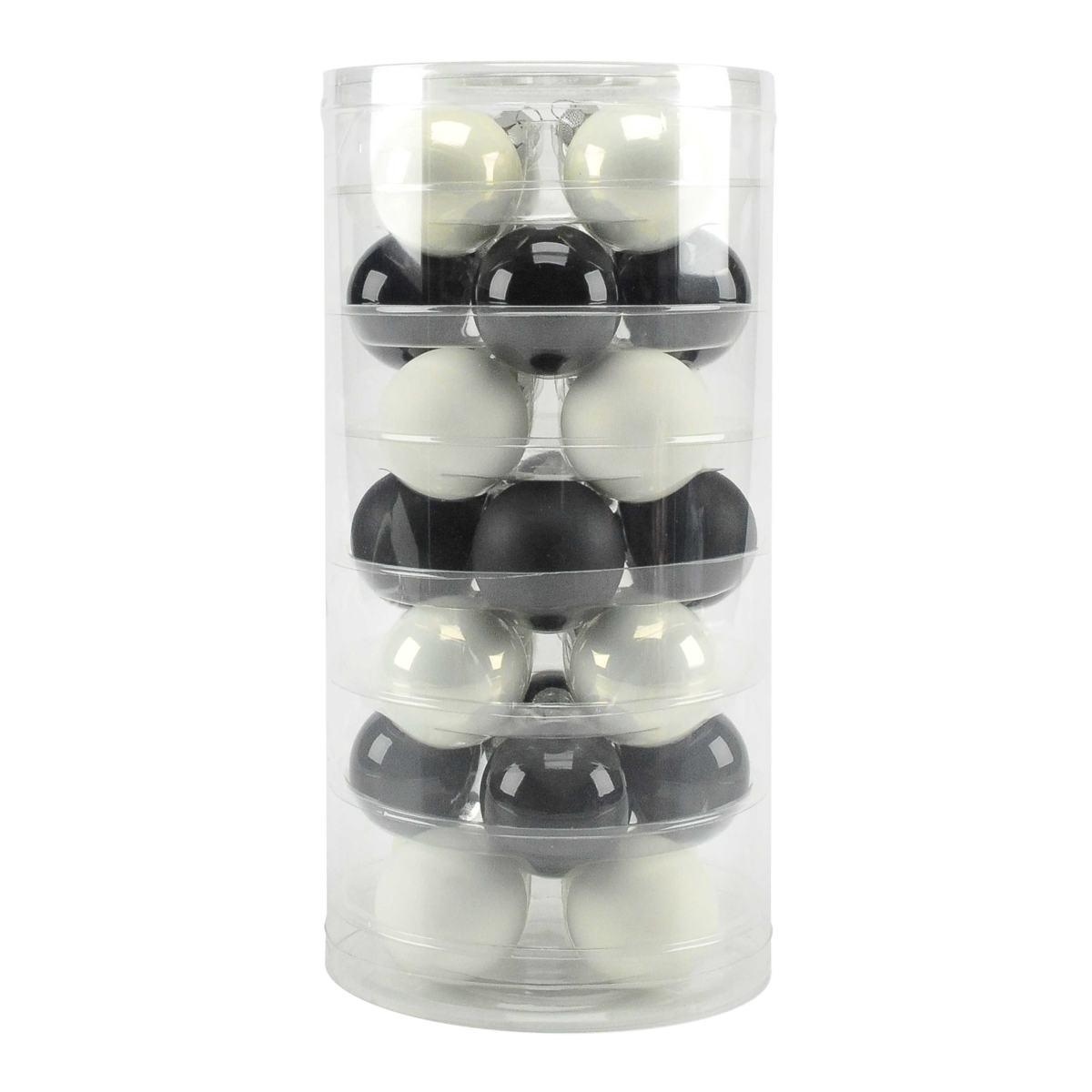 Pallina Natale Vetro cm.Ø4,5 Bianco Nero Set pz.28 |Inge's Glass