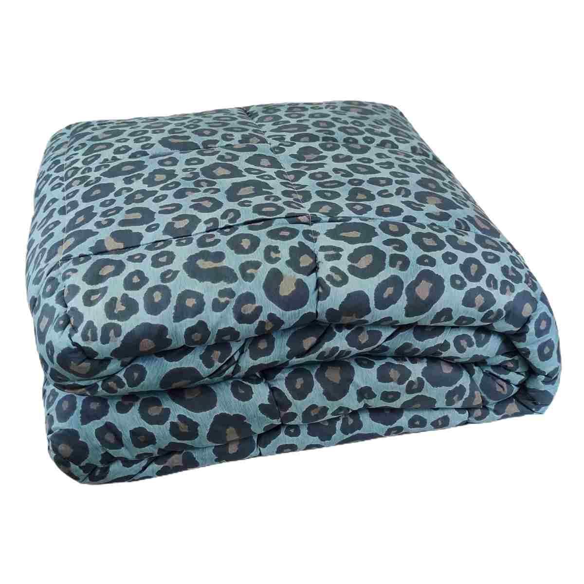 Trapunta 1 Piazza e Mezza Leopard Blu Avio cm.20x260 | Angelo Carillo