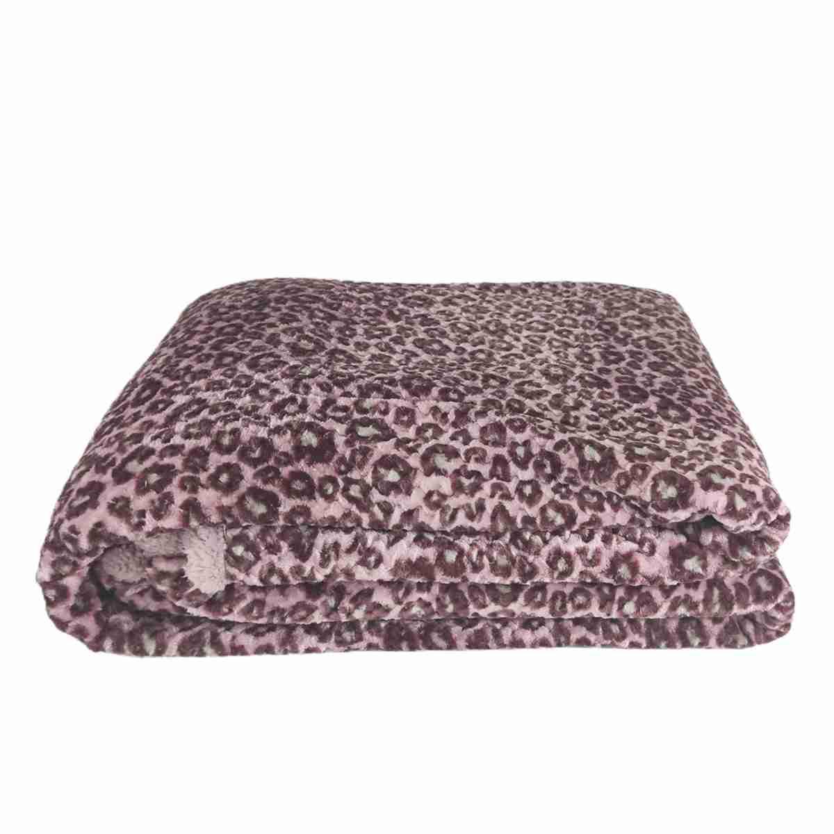 Coperta Plaid Leopard Rosa cm.200x220 | Angelo Carillo