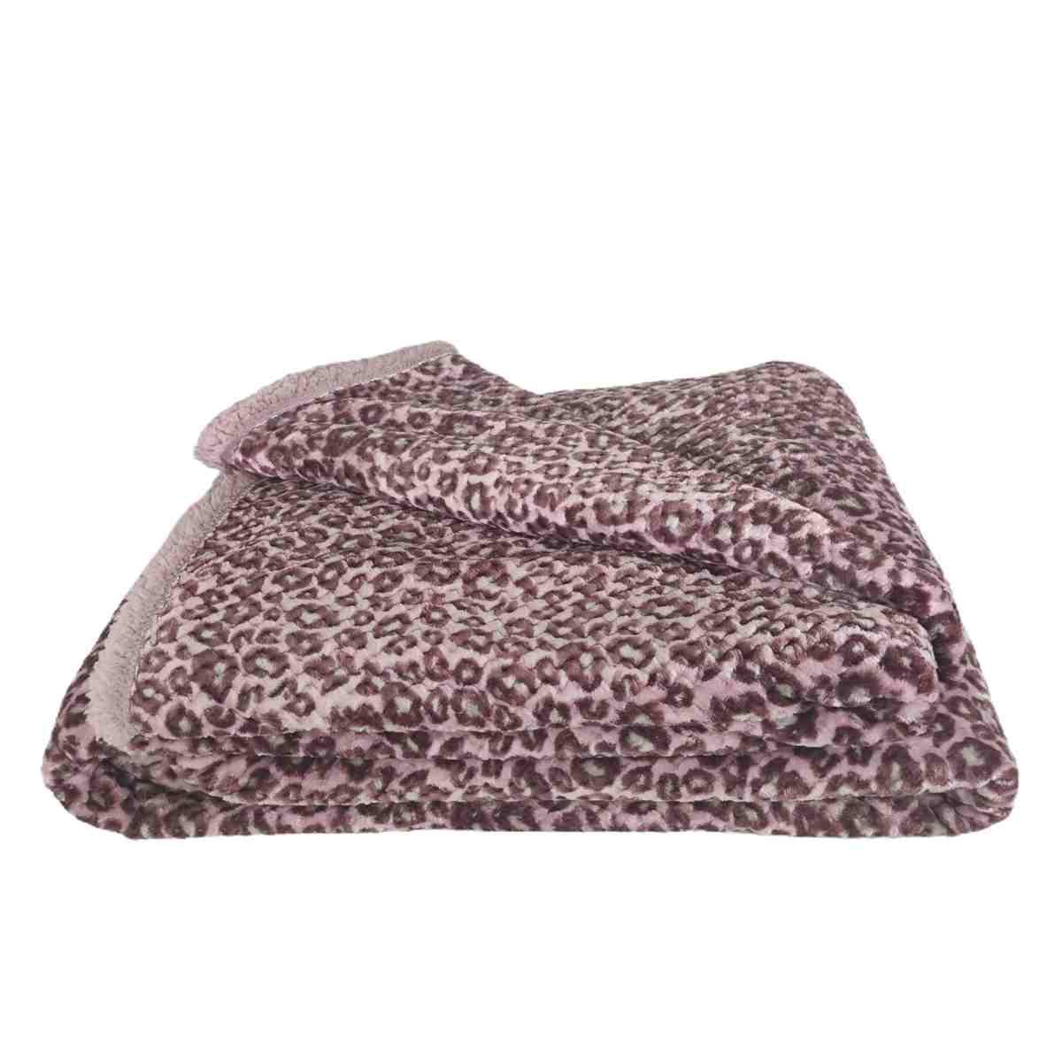Coperta Plaid Leopard Rosa cm.200x220 | Angelo Carillo