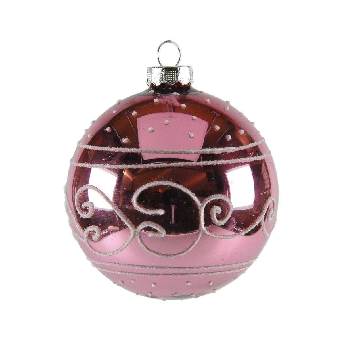 Pallina Natale Vetro Collezione cm.Ø8 Rosa Lucido |Inge's Glass
