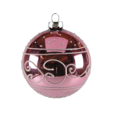 Pallina Natale Vetro Collezione cm.Ø8 Rosa Lucido |Inge's Glass