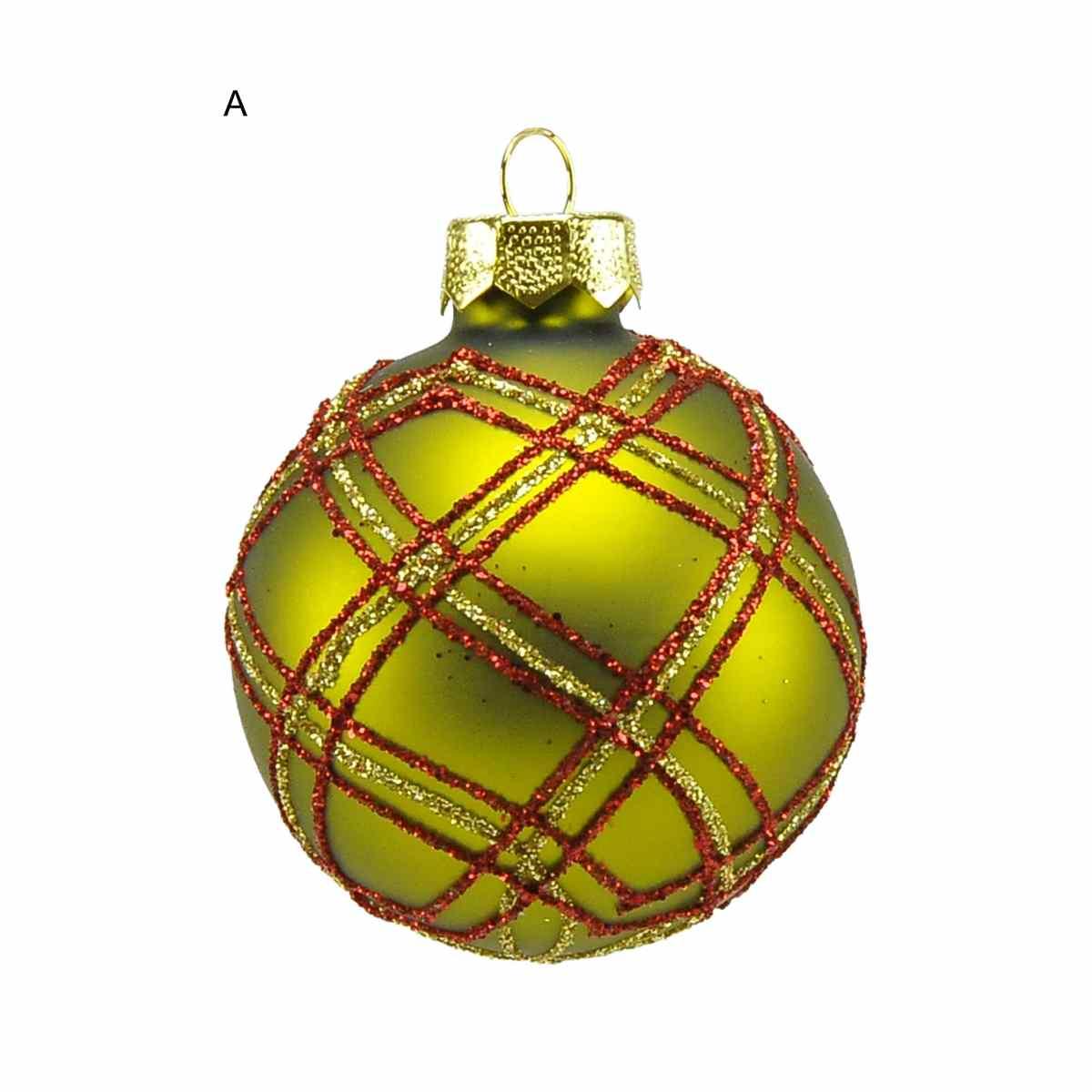 Pallina Natale Vetro Collezione cm.Ø6 Righe Quadri 3 |Inge's Glass