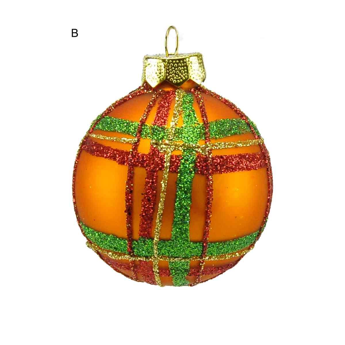 Pallina Natale Vetro Collezione cm.Ø6 Righe Quadri 3 |Inge's Glass