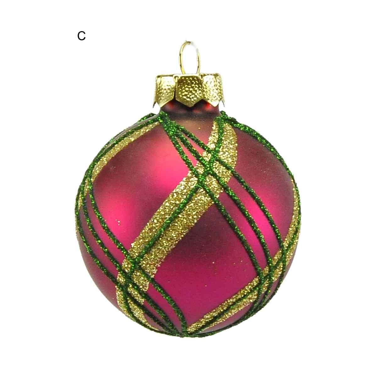 Pallina Natale Vetro Collezione cm.Ø6 Righe Quadri 3 |Inge's Glass