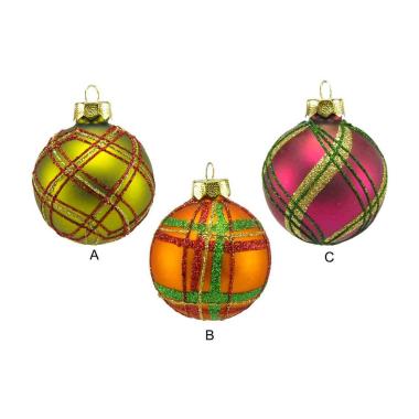 Pallina Natale Vetro Collezione cm.Ø6 Righe Quadri 3 |Inge's Glass