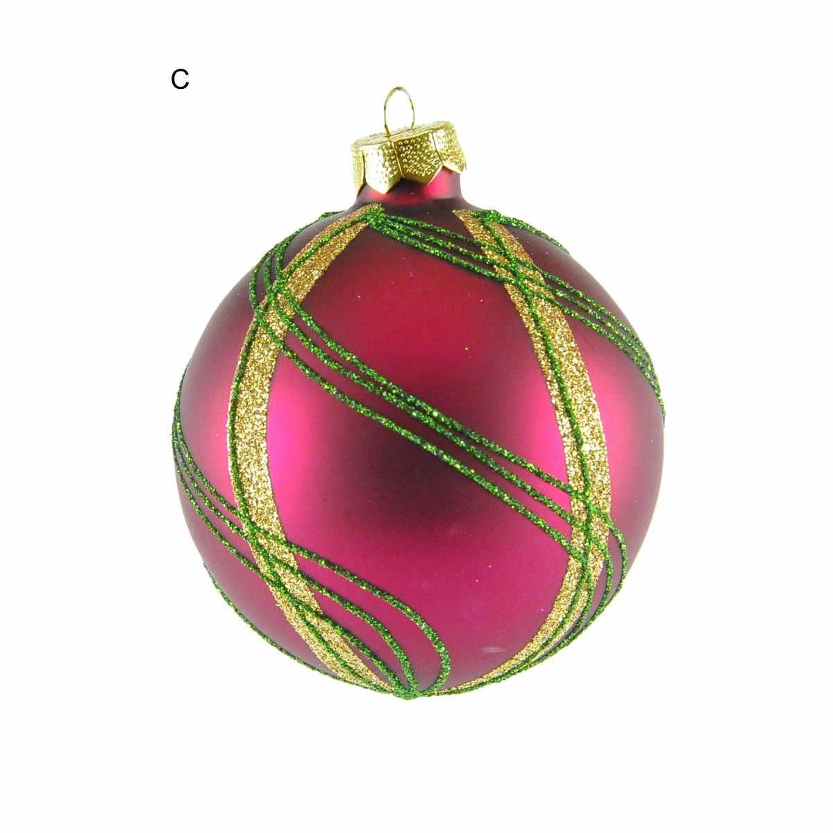 Pallina Natale Vetro Collezione cm.Ø8 Righe Quadri |Inge's Glass