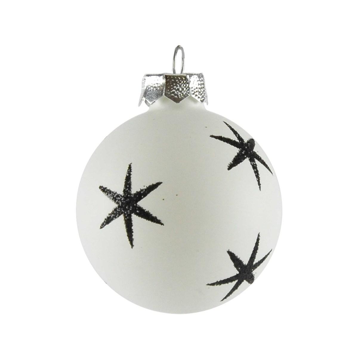 Pallina Natale Vetro Collezione cm.Ø6 Bianca con Stelle |Inge's Glass