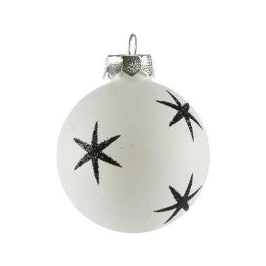 Pallina Natale Vetro Collezione cm.Ø6 Bianca con Stelle |Inge's Glass