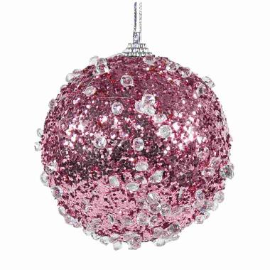 Pallina Natale cm.Ø8 Rosa Diamond Set pz.6 |Silani