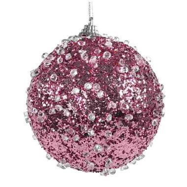 Pallina Natale cm.Ø10 Rosa Diamond Set pz.4 |Silani