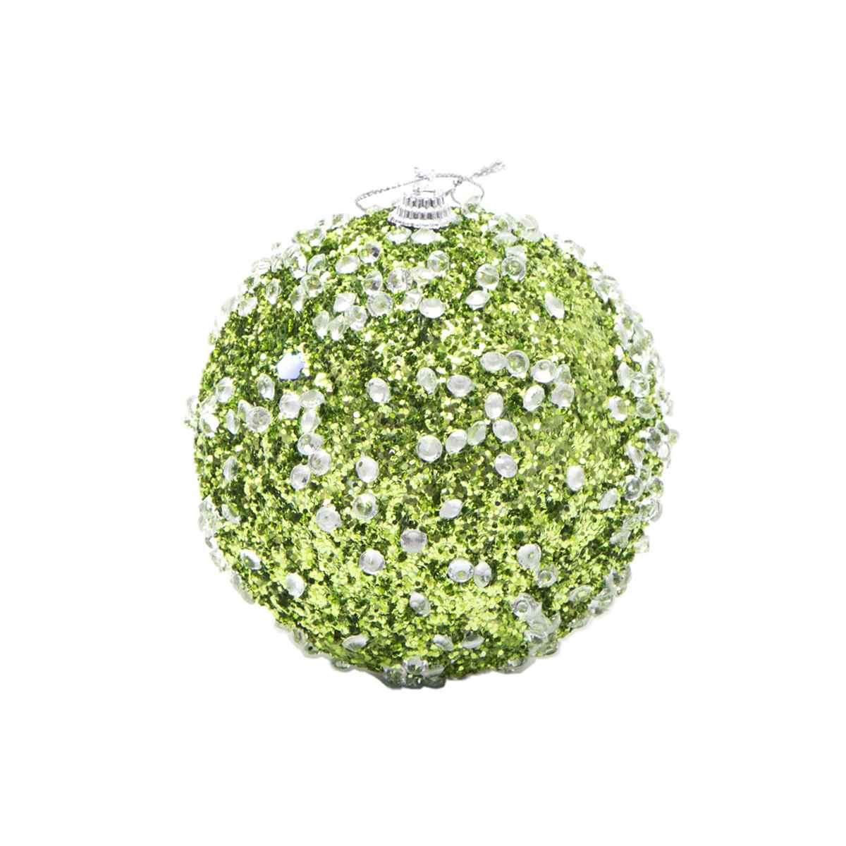 Pallina Natale cm.Ø10 Verde Diamond Set pz.4 |Silani