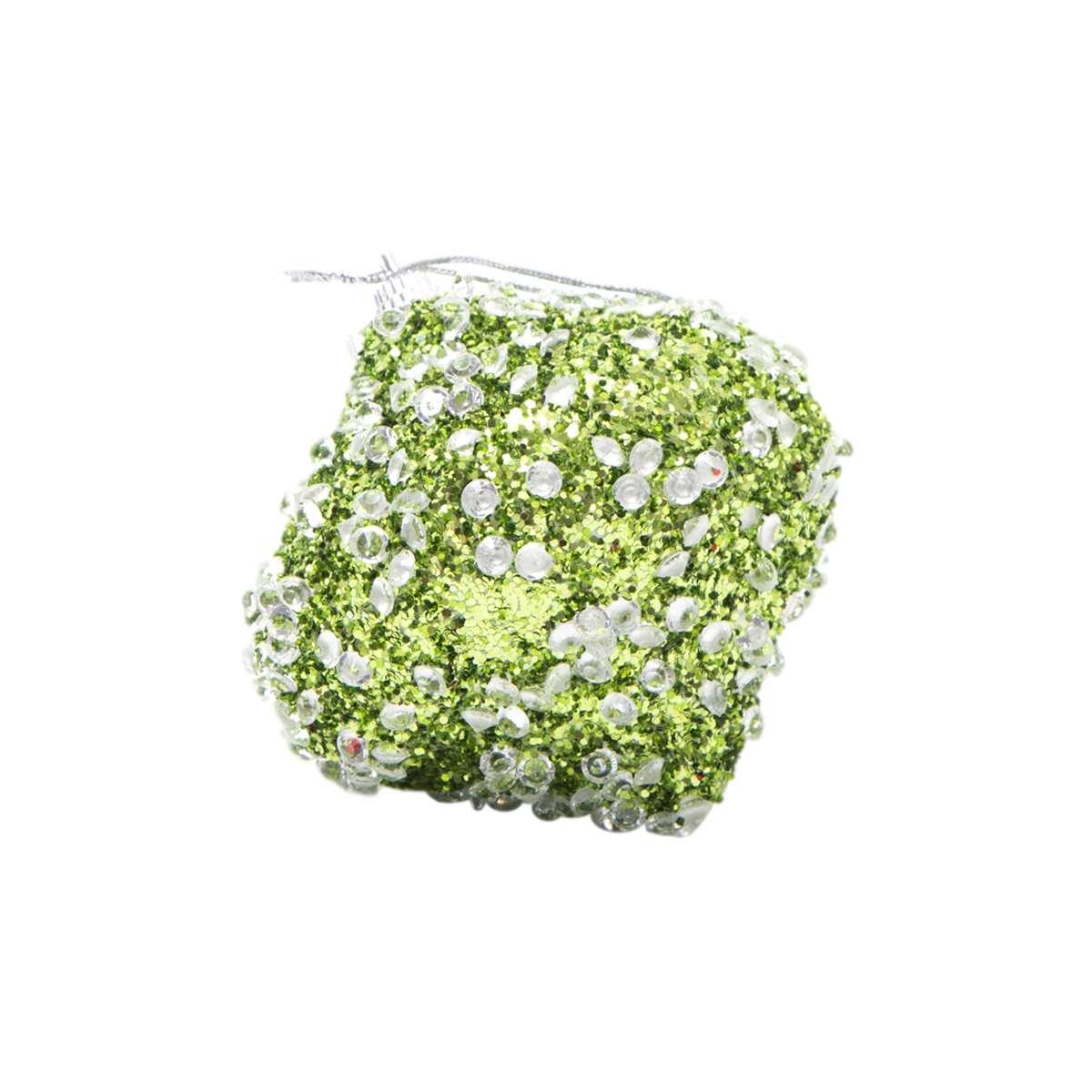 Pallina Natale cm.10 Goccia Verde Diamond pz.6 |Silani