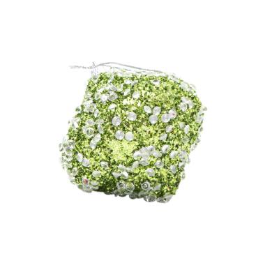 Pallina Natale cm.10 Goccia Verde Diamond pz.6 |Silani