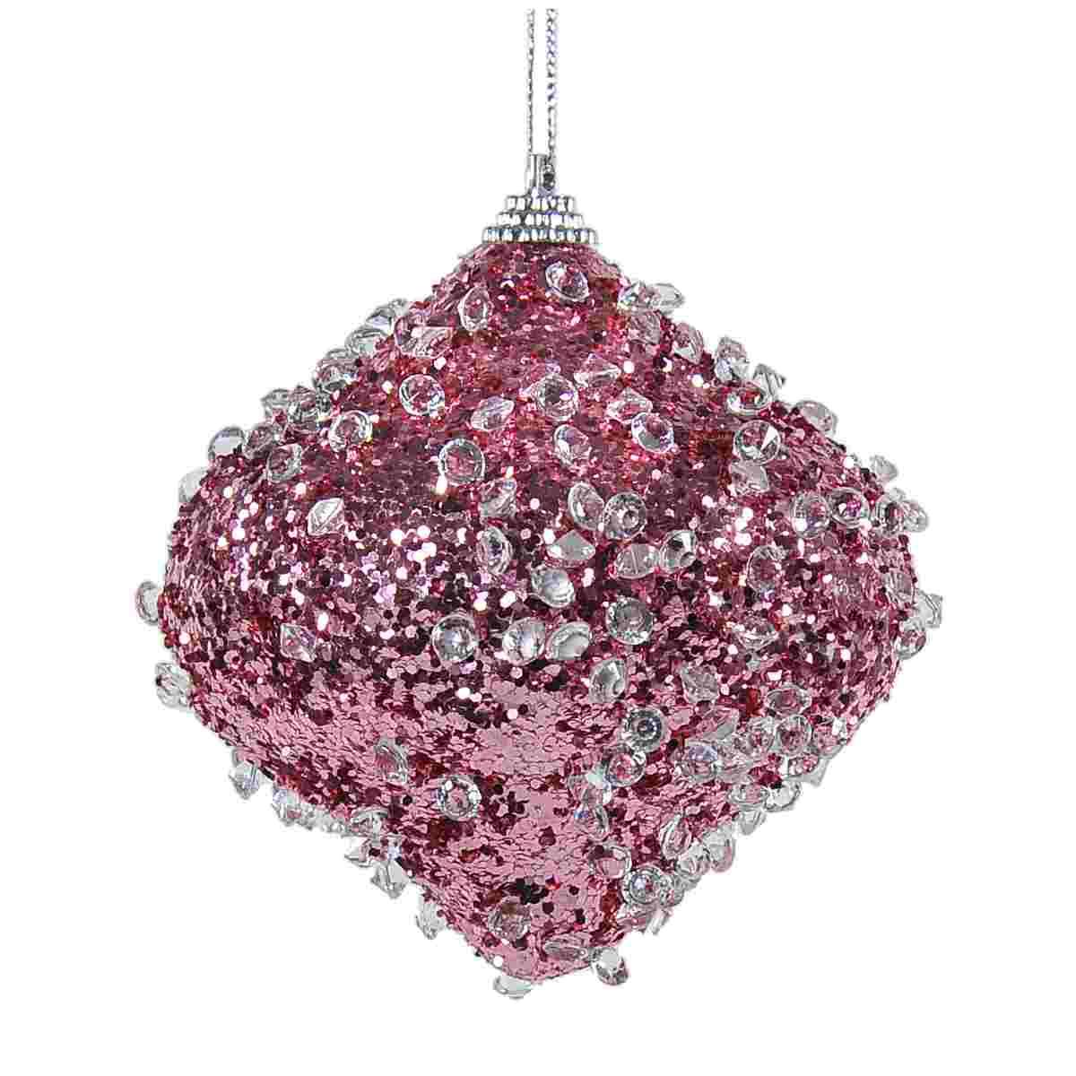 Pallina Natale cm.Ø10 Rosa Goccia Diamond Set pz.6 |Silani