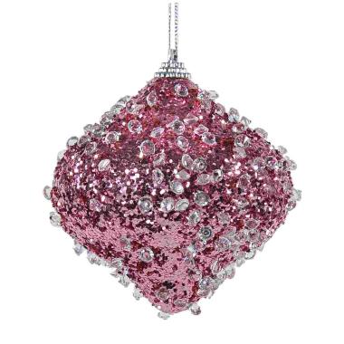 Pallina Natale cm.Ø10 Rosa Goccia Diamond Set pz.6 |Silani