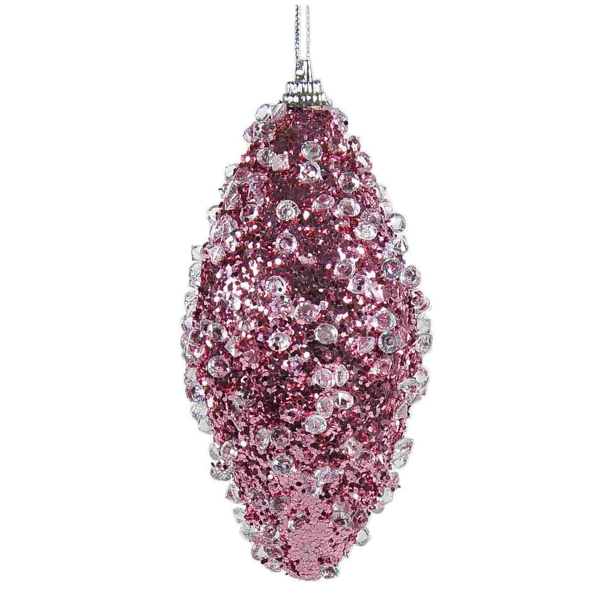 Pallina Natale cm.Ø10 Rosa Goccia Diamond Set pz.6 |Silani