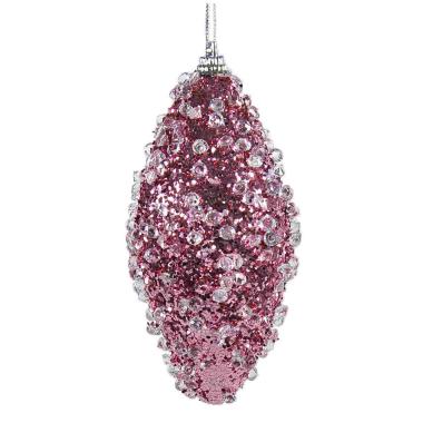 Pallina Natale cm.Ø10 Rosa Goccia Diamond Set pz.6 |Silani